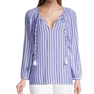 Vineyard Vines Blue and White Sail Striped Savannah Top Size Medium